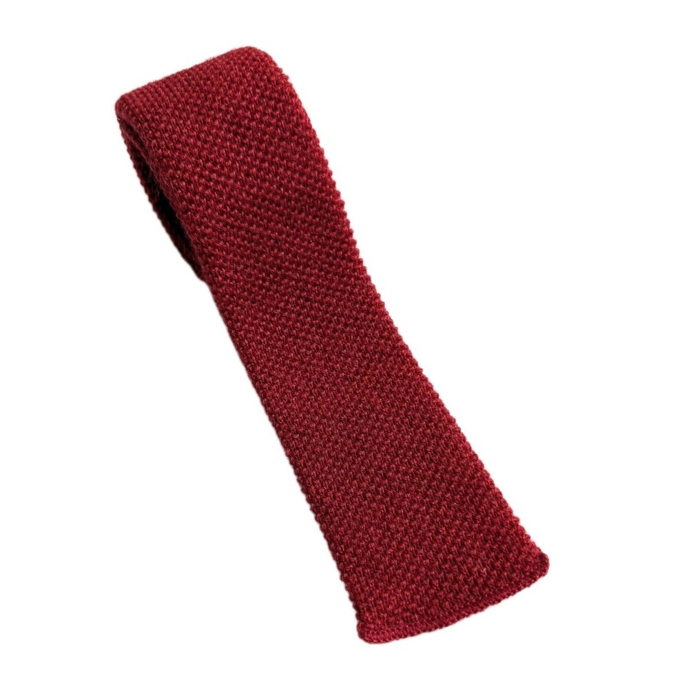 Vintage Roosternit Red Knit Tie Squared End Wool-Mohair 50" x 2.25" (Minor Flaw)